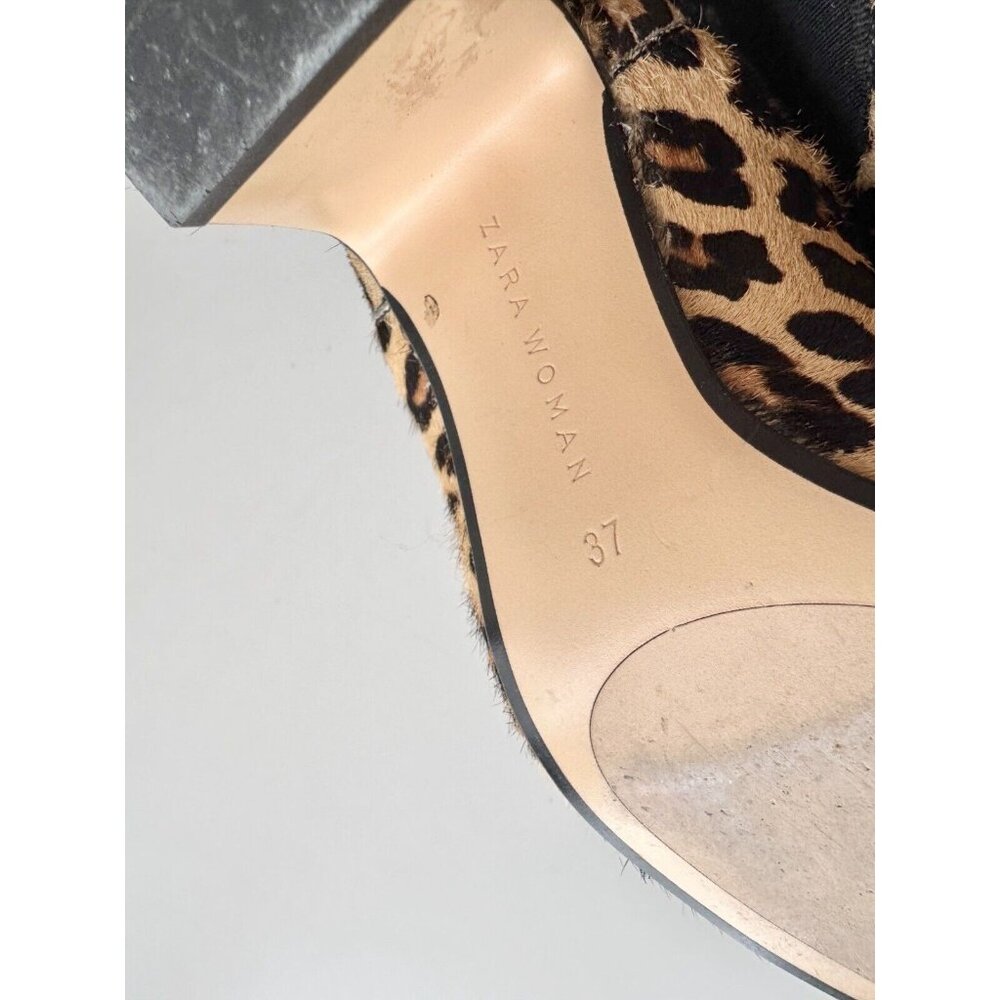 ZARA Leopard Print Calf Hair Leather Block Heel Chelsea Ankle Boots, Size 37 - Picture 12 of 15